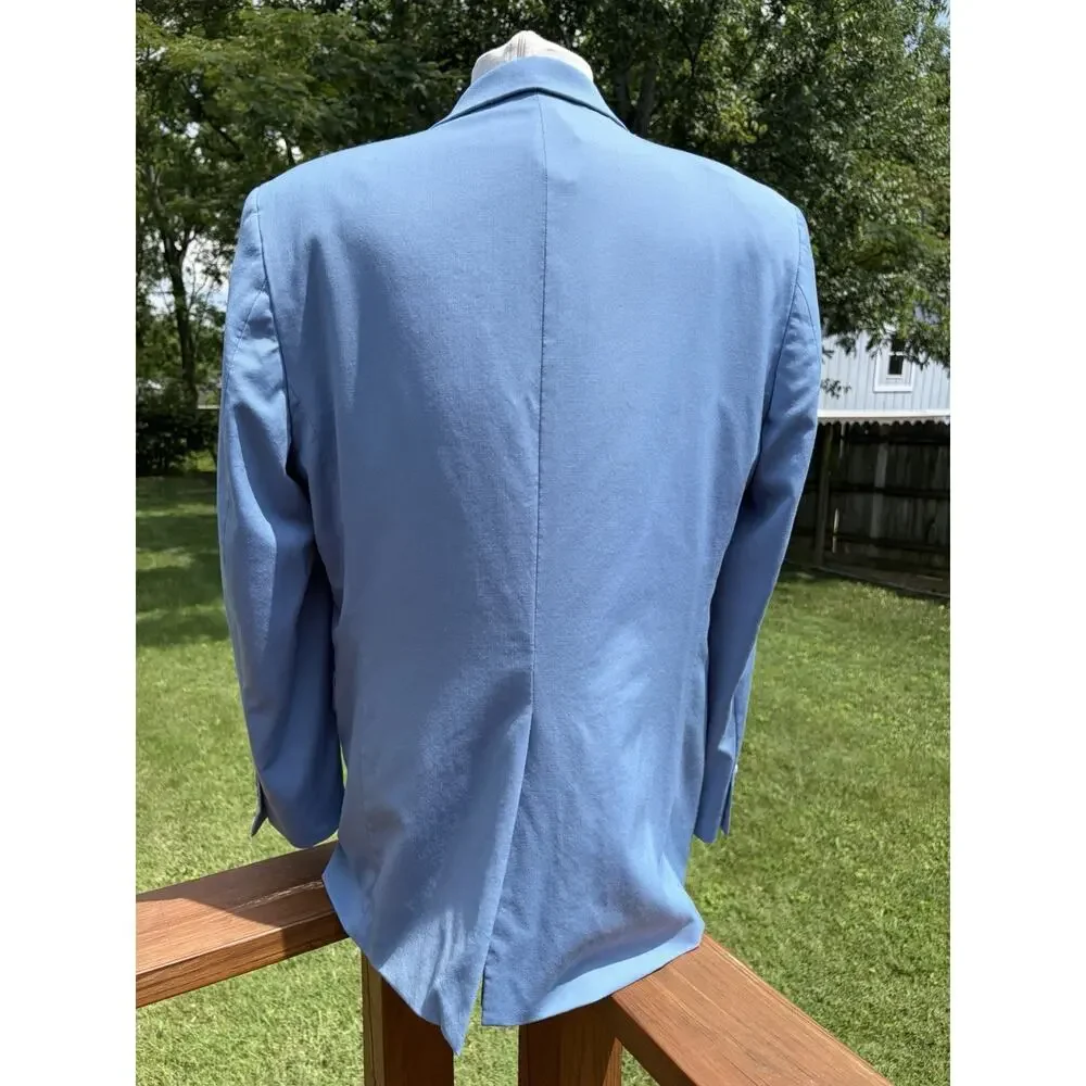Turnbury Wool Stretch Sport Coat Jacket 2 Button Blazer Mens Sky Blue 44L
